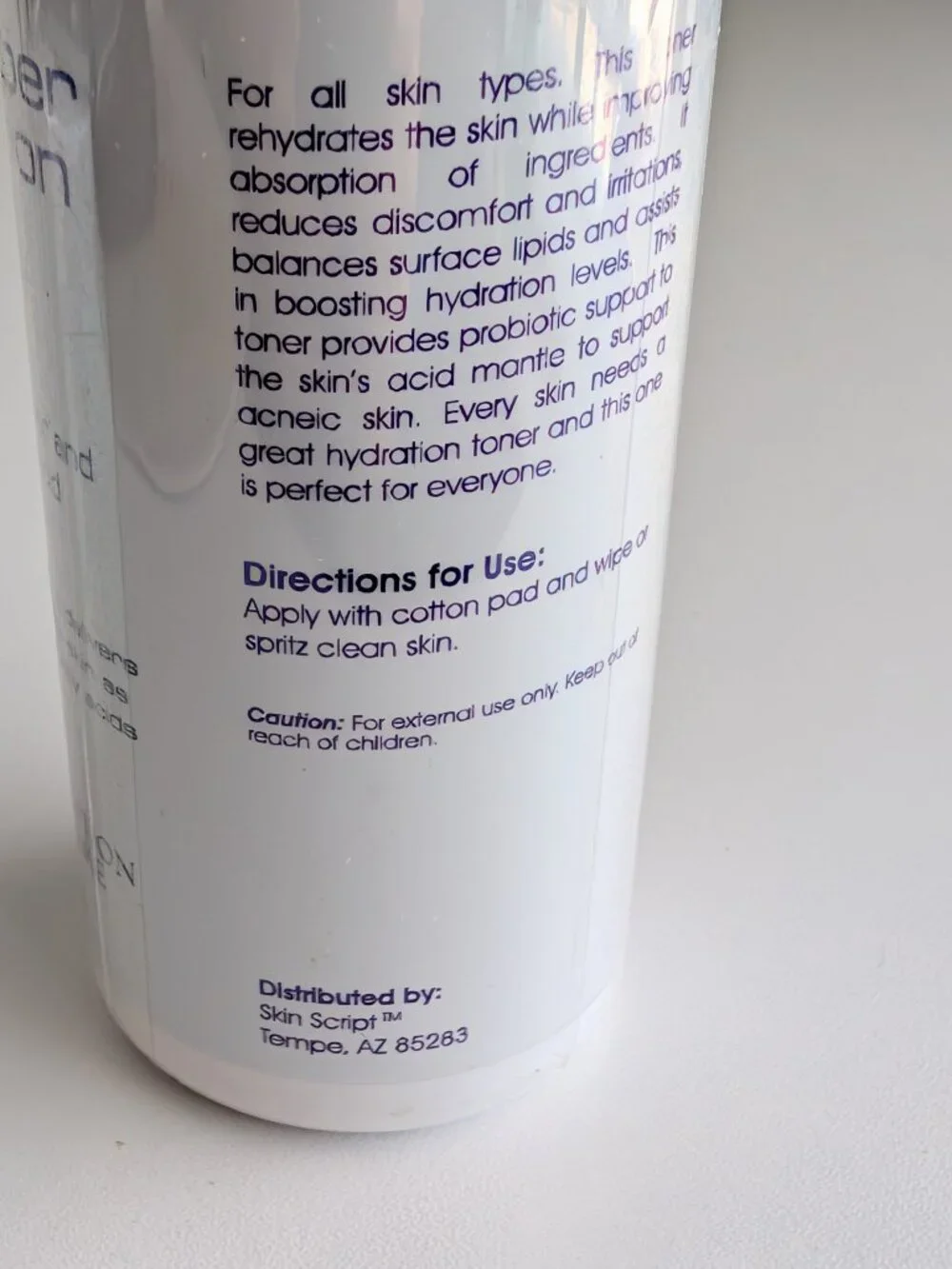 Skin Script Cucumber Hydration Toner w Hyaluronic Acid 3.3oz/100ml SEALED